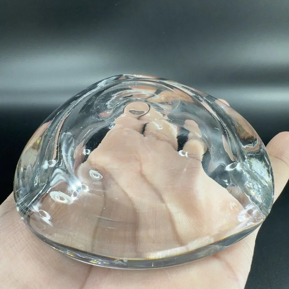 Venetian Clear Glass Dish Small Ashtray Made In‎ Italy Manganese 365nm Green UV